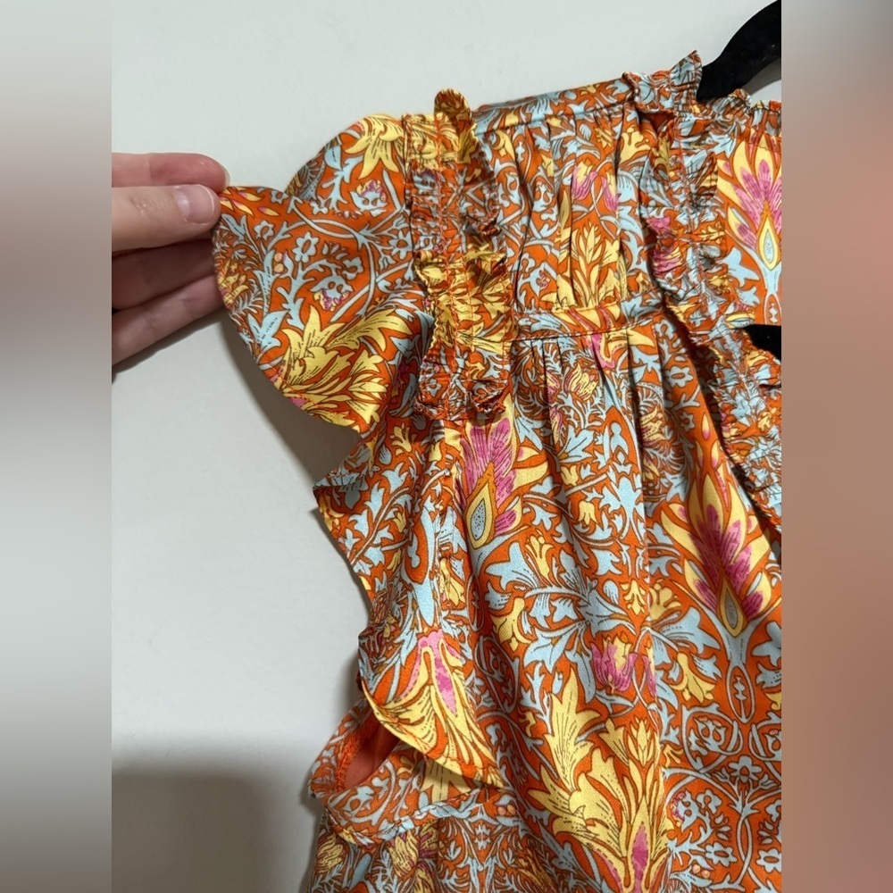 Current Air Floral Ruffle Sleeve Top Size Medium Boho Feminine Office Teacher - Picture 4 of 7